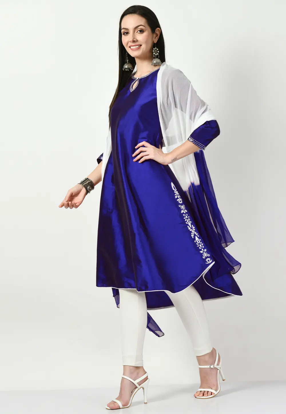 Blue Art Silk Readymade Pakistani Suit 299420