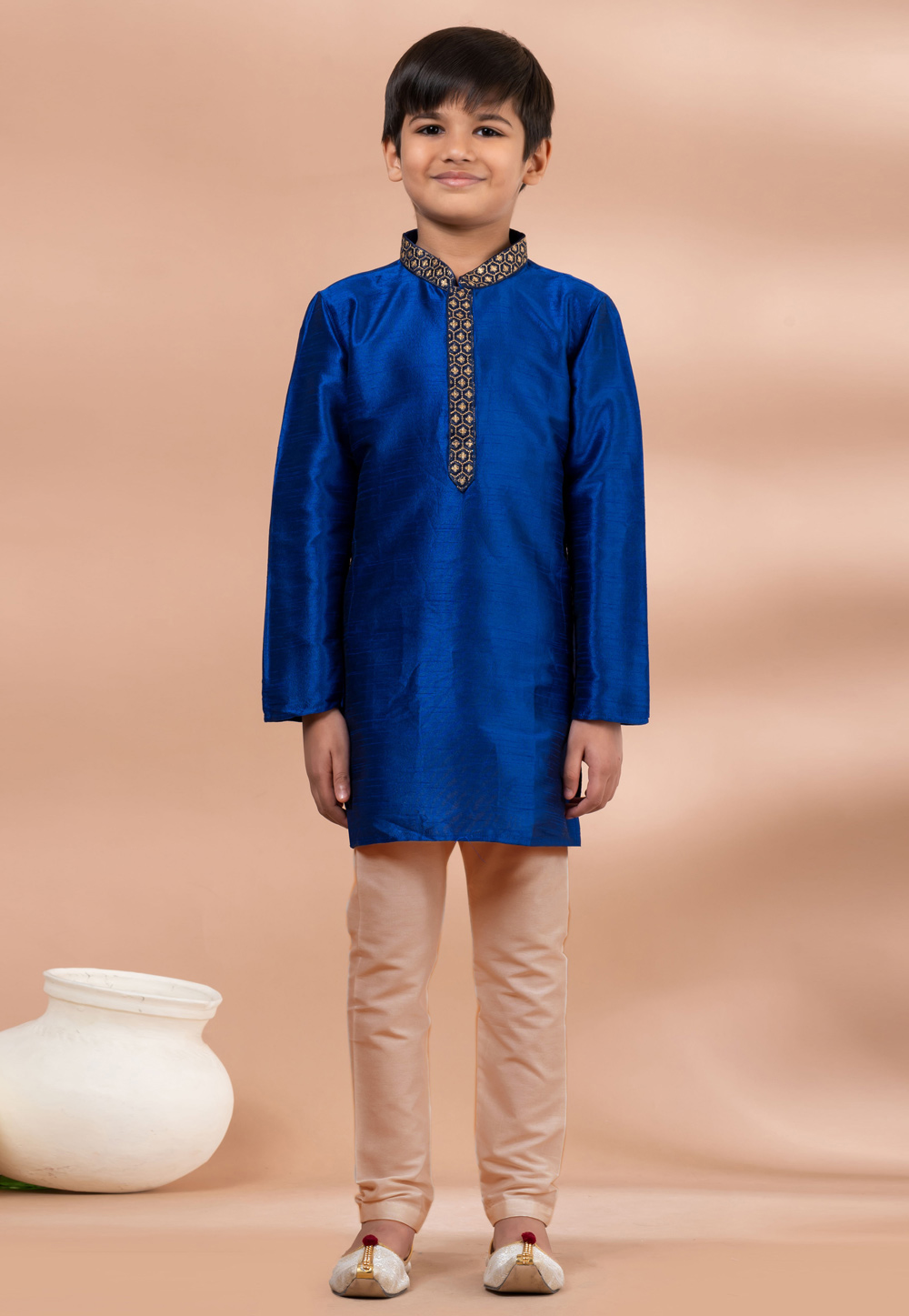 Blue Banarasi Kids Kurta Pajama 284141