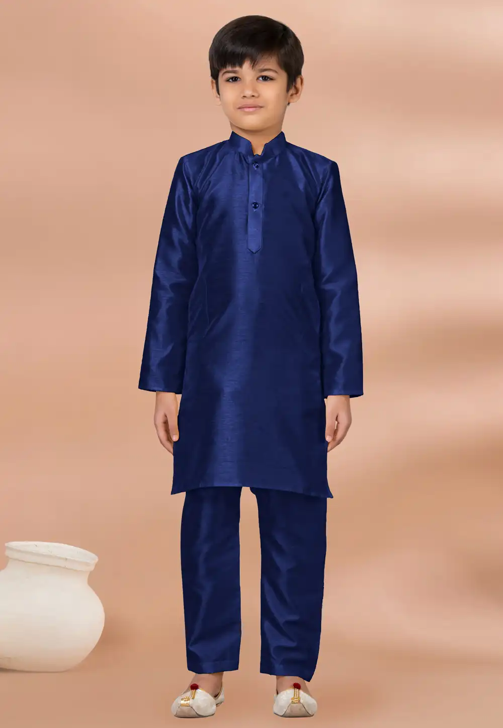 Blue Banarasi Kids Kurta Pajama 288683