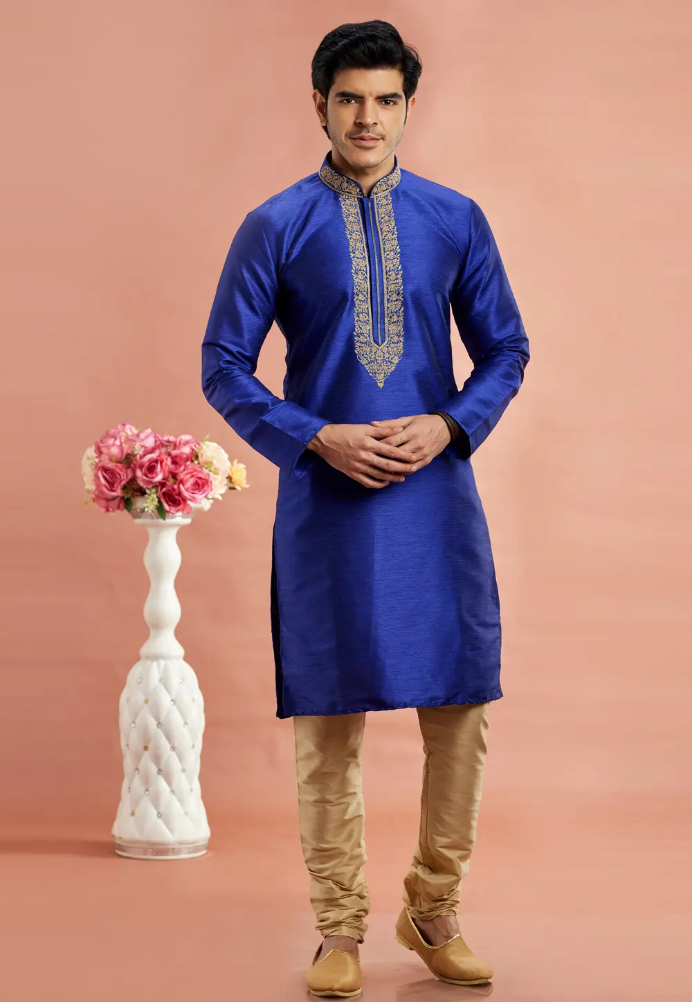 Blue Banarasi Kurta Pajama 297519