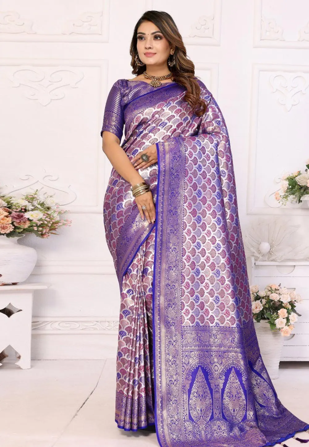 Blue Banarasi Silk Saree 301010