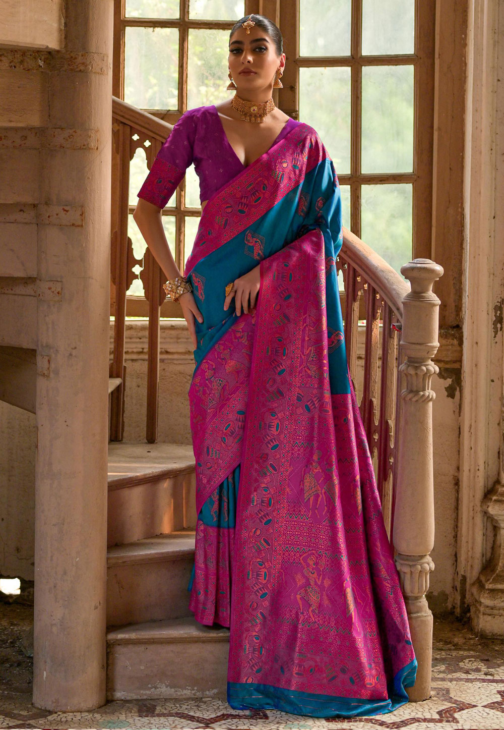 Blue Banarasi Silk Saree 310005