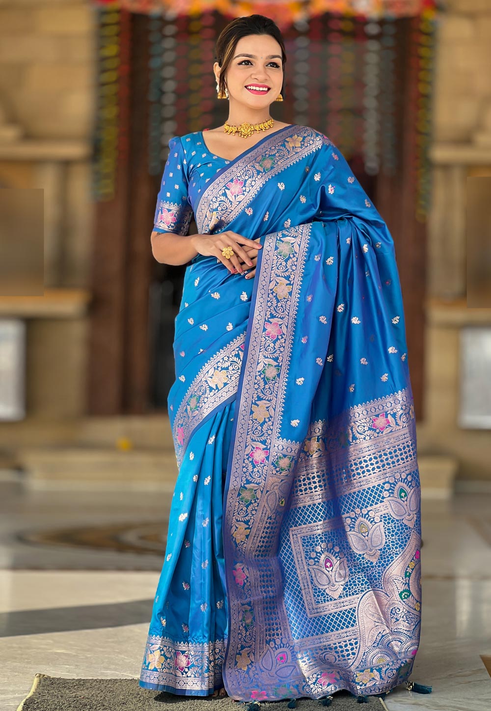 Blue Banarasi Silk Saree 305588