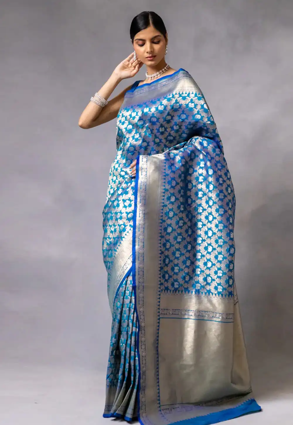 Blue Banarasi Silk Saree With Blouse 293049