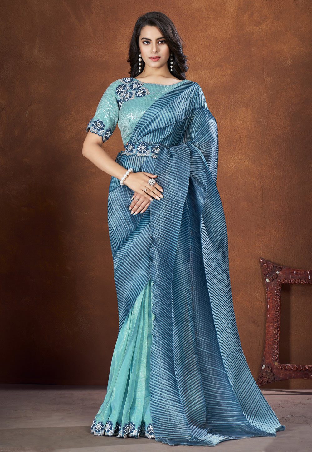 Blue Banarasi Silk Saree With Blouse 285158
