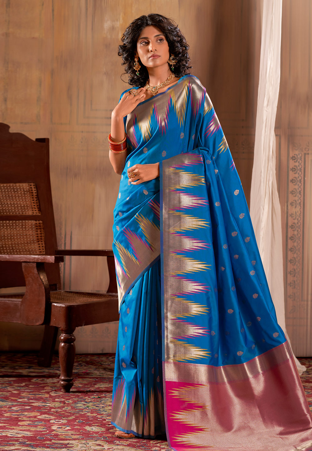 Blue Banarasi Silk Saree With Blouse 285119
