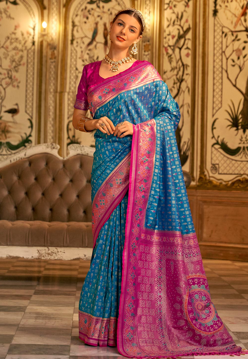 Blue Banarasi Silk Saree With Blouse 286606