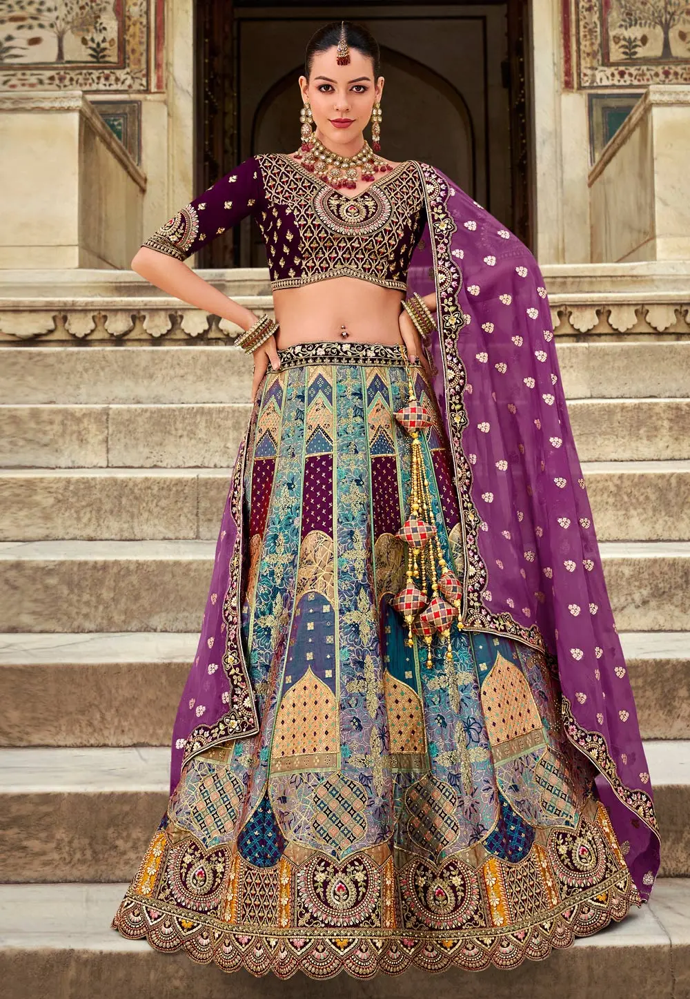 Blue Banarasi Silk Wedding Lehenga Choli 297277