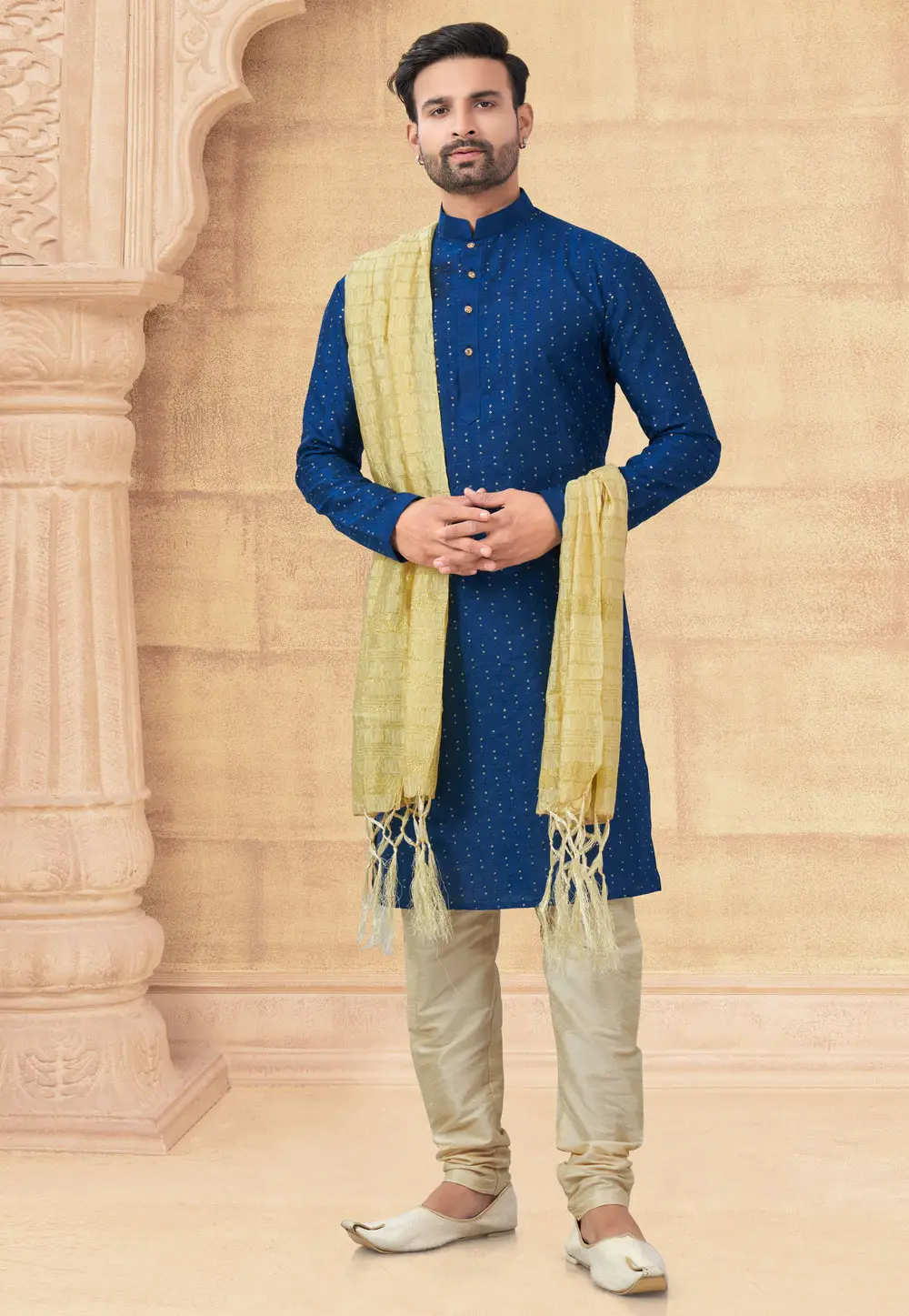 Blue Banglori Silk Kurta Pajama 296898