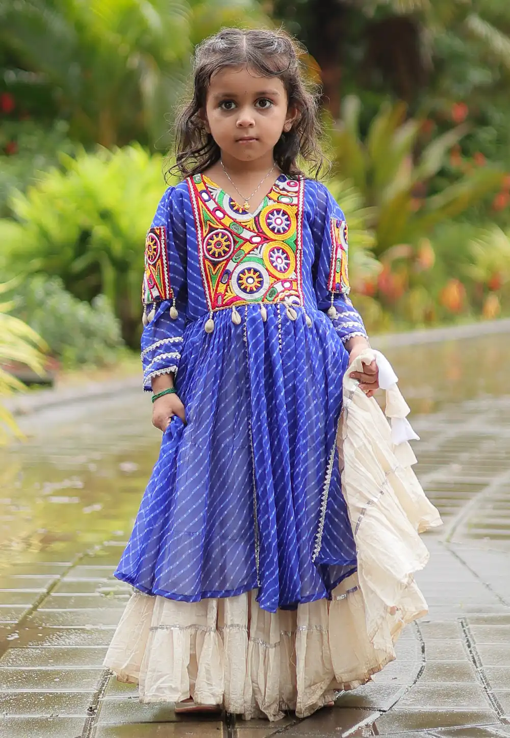 Blue Cotton Kids Navratri Chaniya Choli 294368