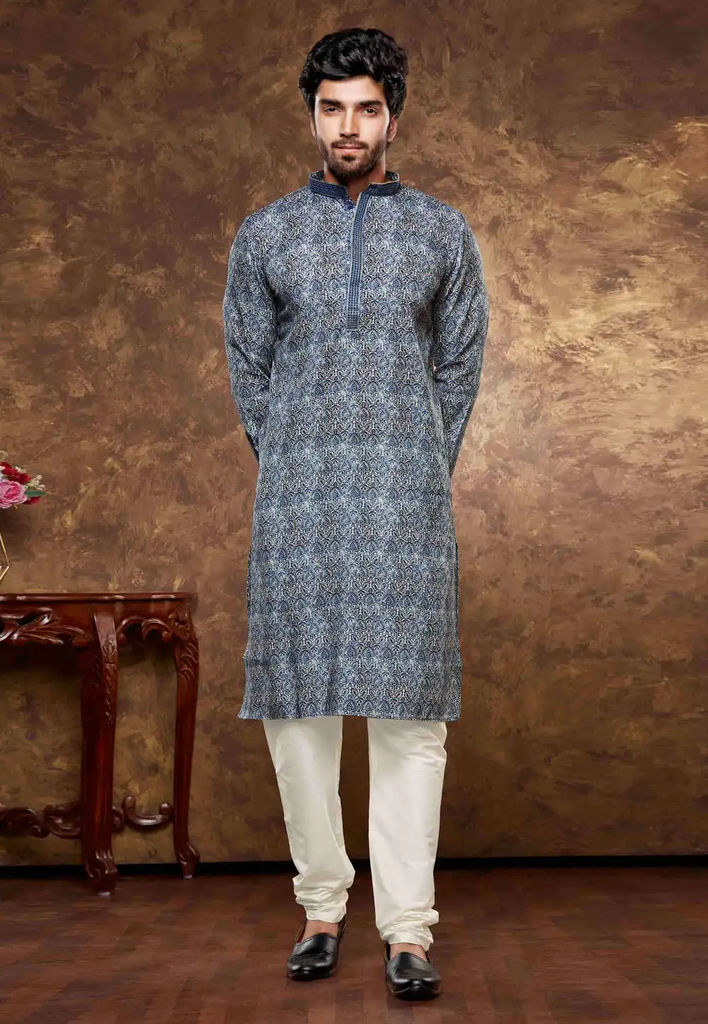 Blue Cotton Kurta Pajama 288050