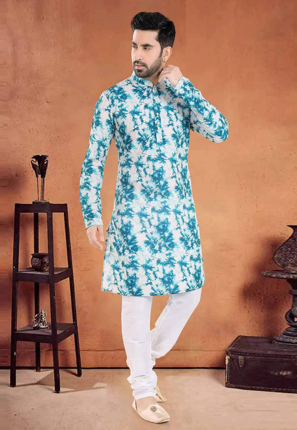 Blue Cotton Kurta Pajama 290564