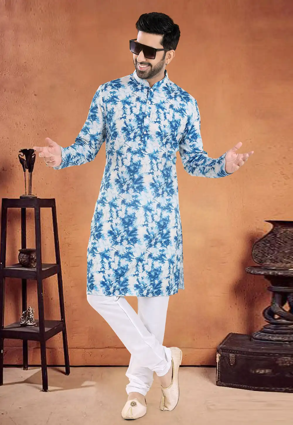 Blue Cotton Kurta Pajama 290567