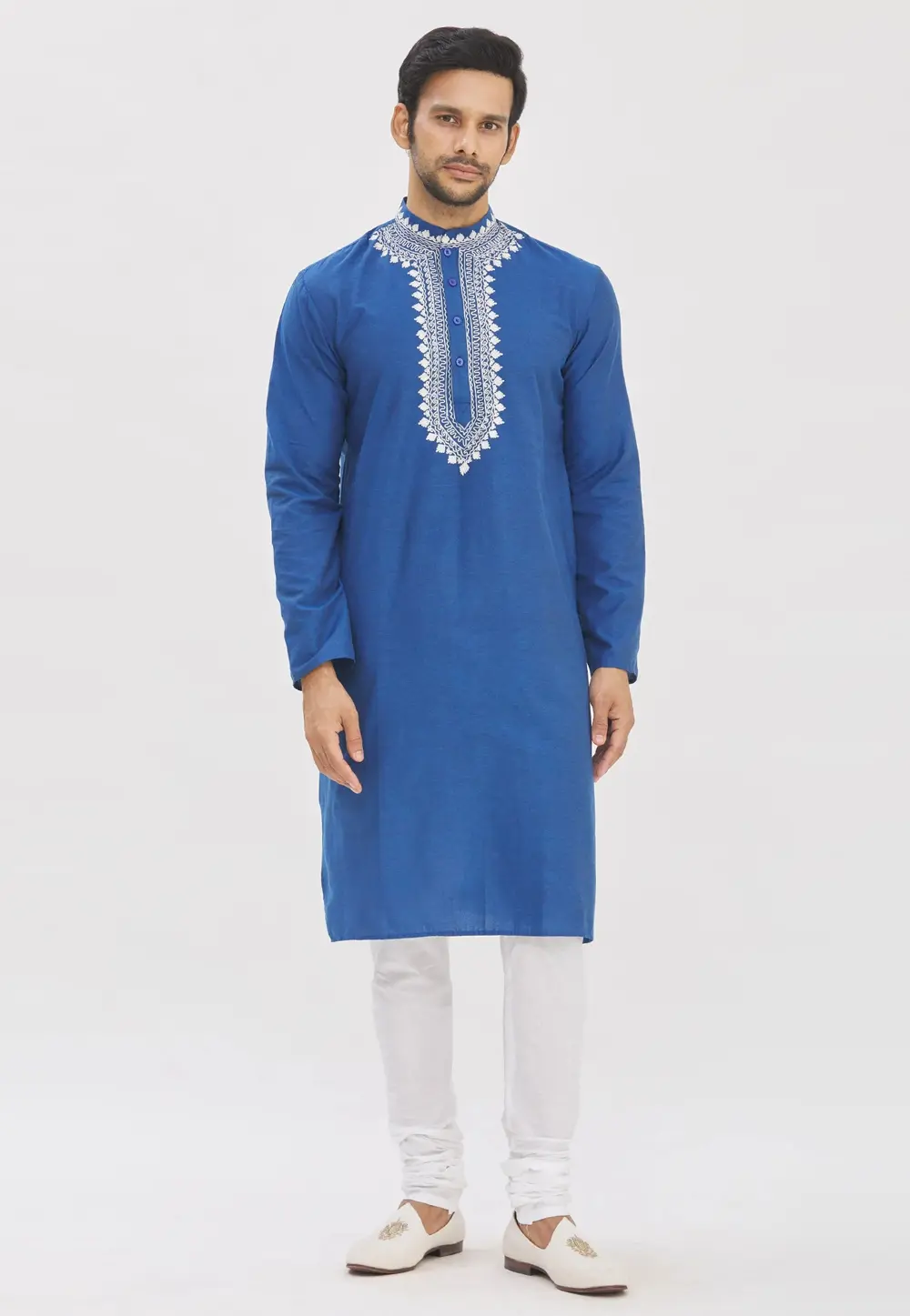 Blue Cotton Kurta Pajama 300778