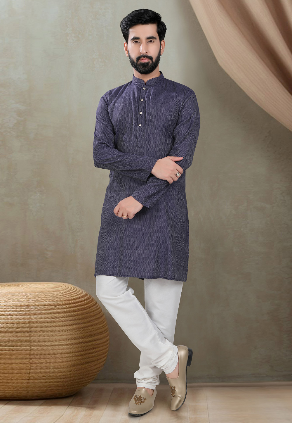 Blue Cotton Kurta Pajama 310802