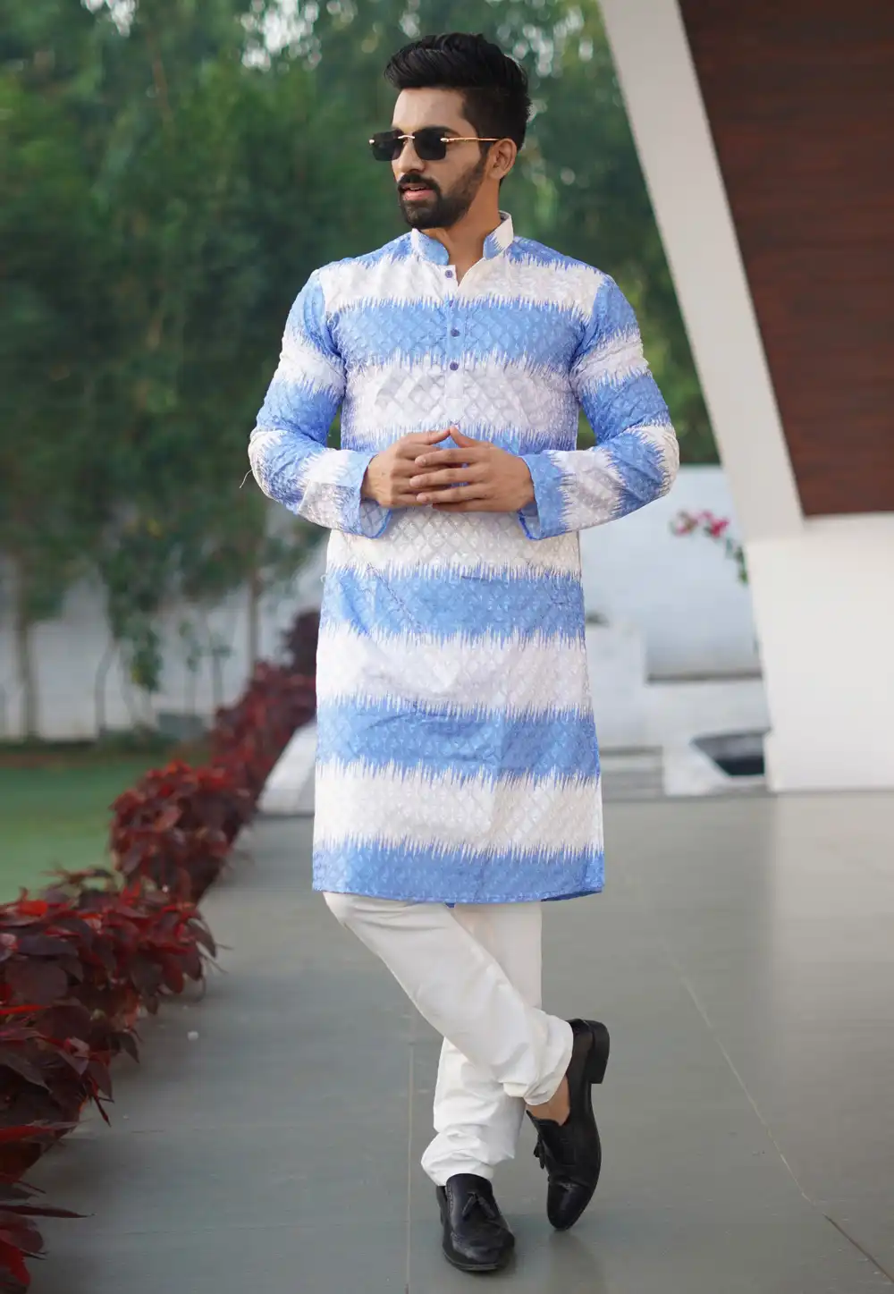 Blue Cotton Kurta Pajama 293399