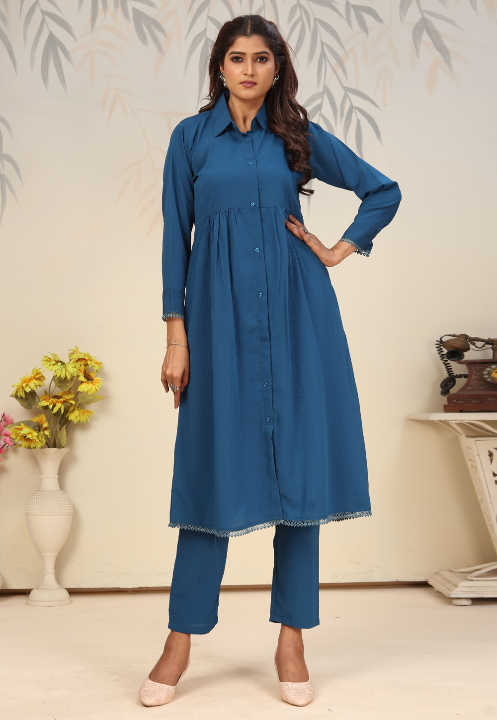 Blue Cotton Kurta Set With Pant 310524