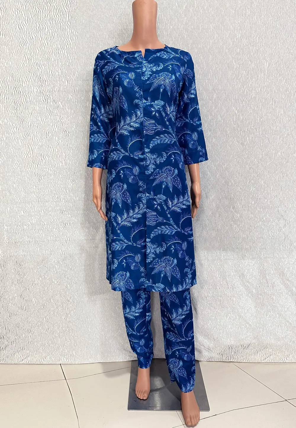 Blue Cotton Kurta Set With Pent 298417