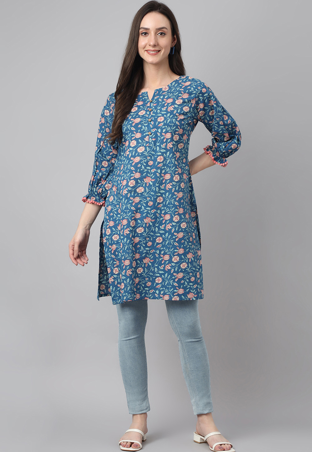 Blue Cotton Kurti 279449