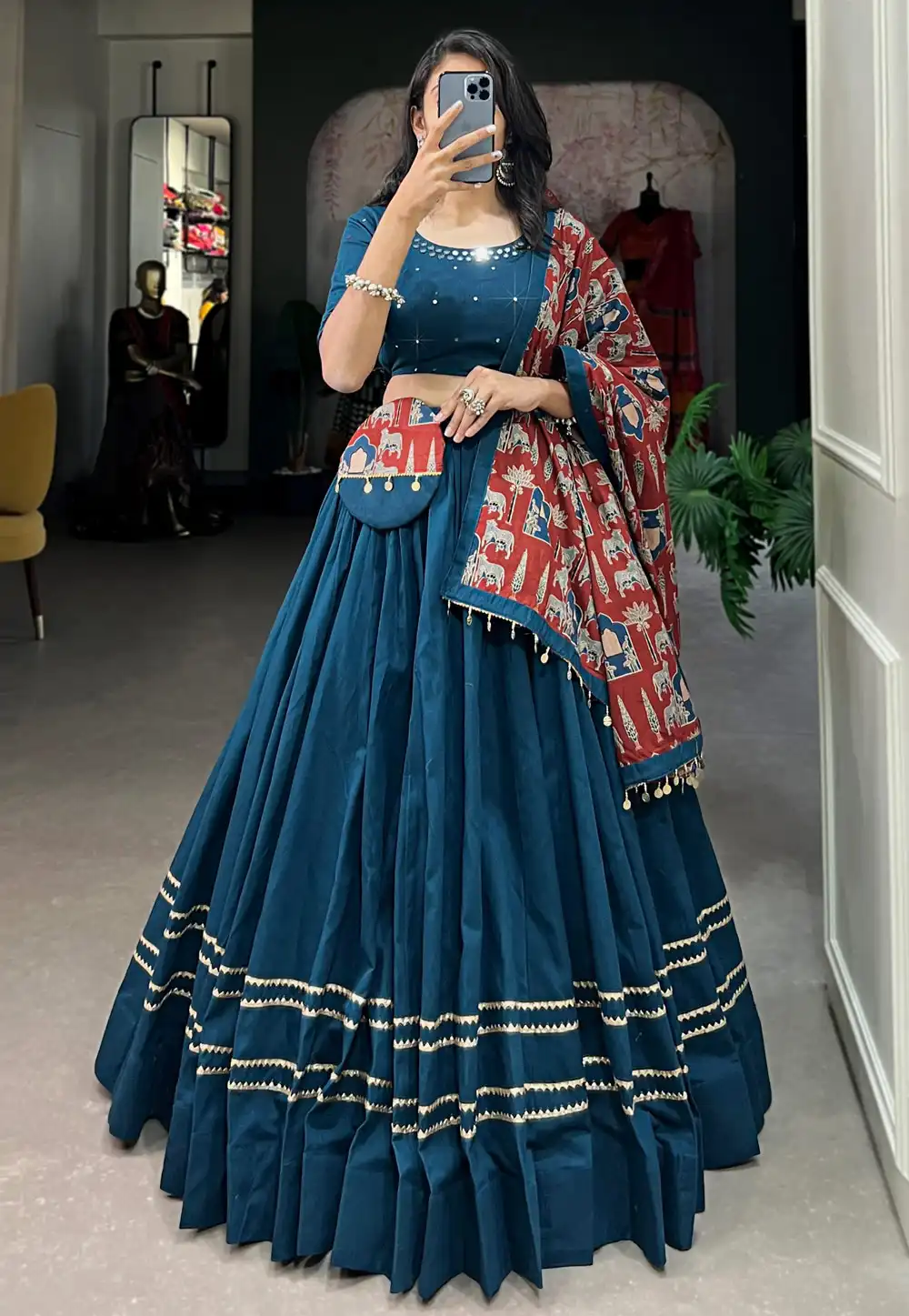 Blue Cotton Navratri Chaniya Choli 291172