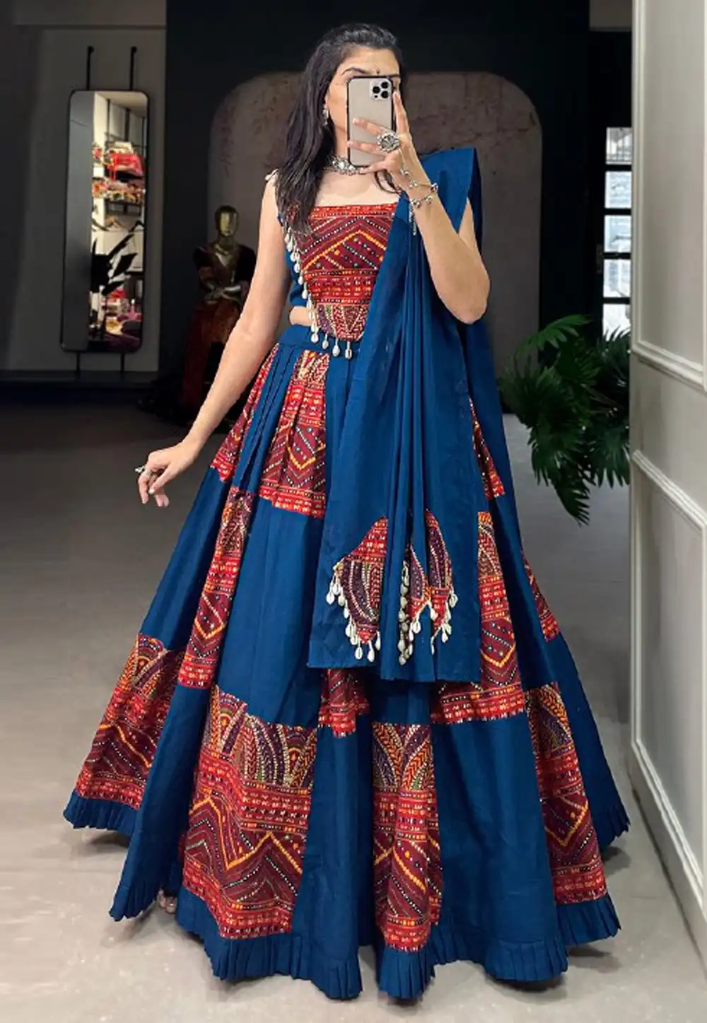 Blue Cotton Navratri Chaniya Choli 292108