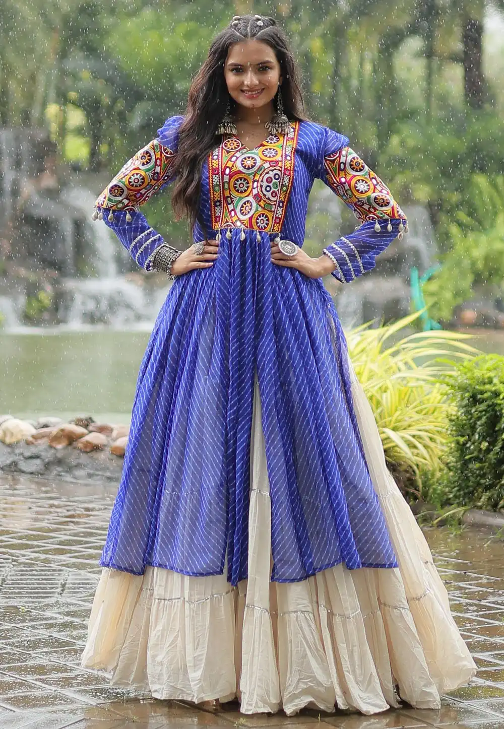 Blue Cotton Navratri Chaniya Choli 294373