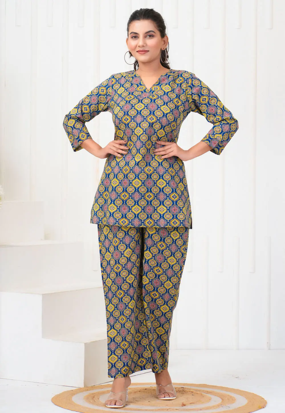 Blue Cotton Printed Co-Ords Set 302985