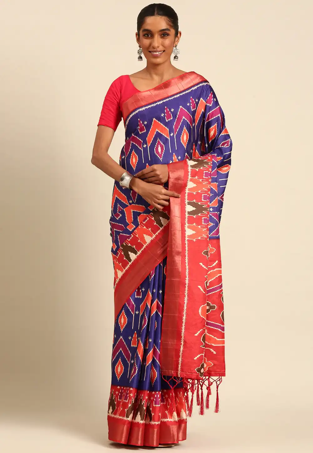 Blue Cotton Saree With Blouse 291987