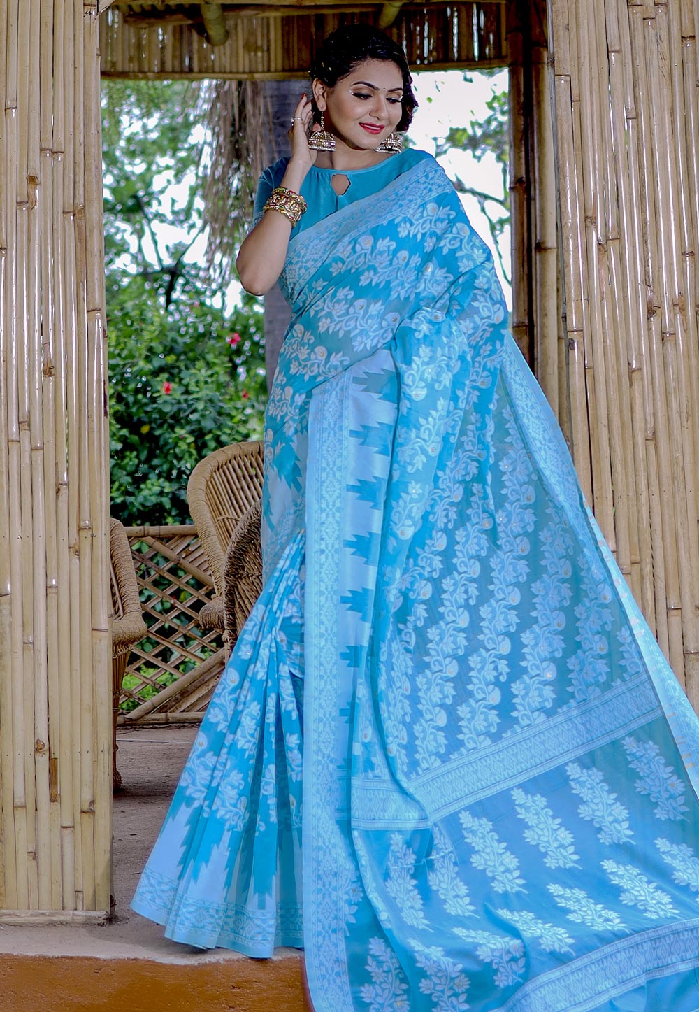 Blue Cotton Saree With Blouse 286119