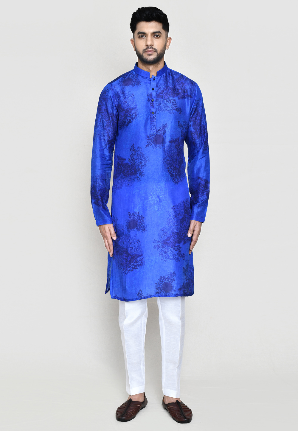 Blue Cotton Silk Kurta Pajama 306090