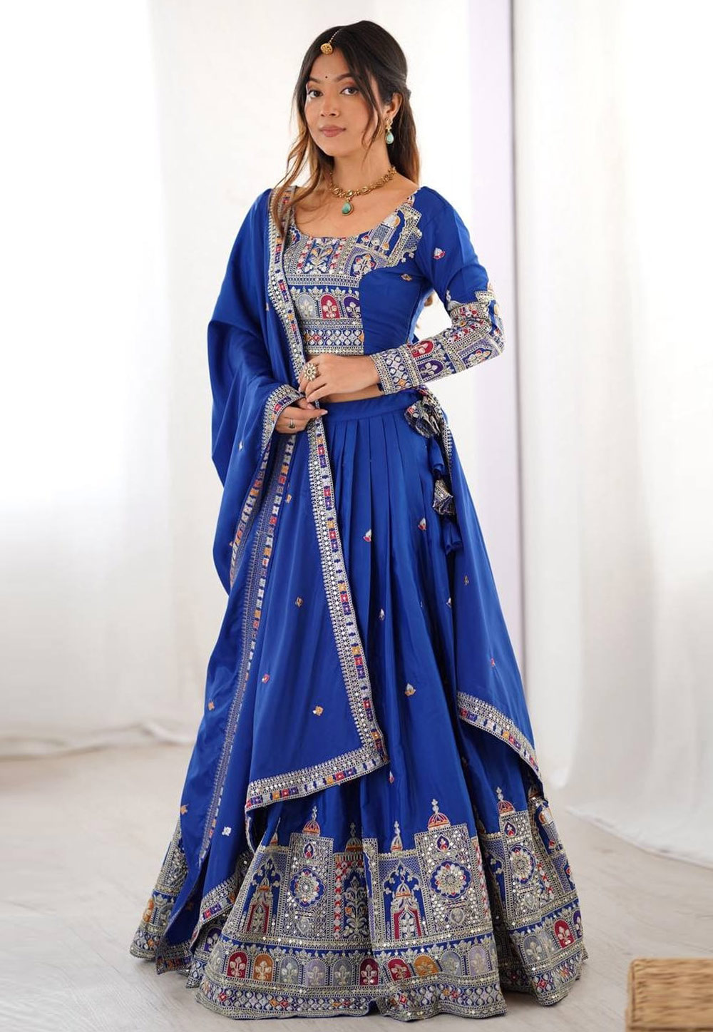 Blue Crepe Silk Navratri Chaniya Choli 310698