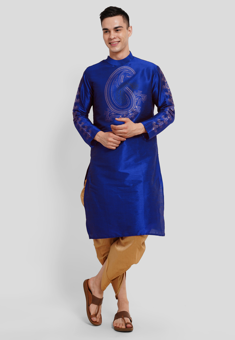 Blue Dupion Silk Dhoti Kurta 286737