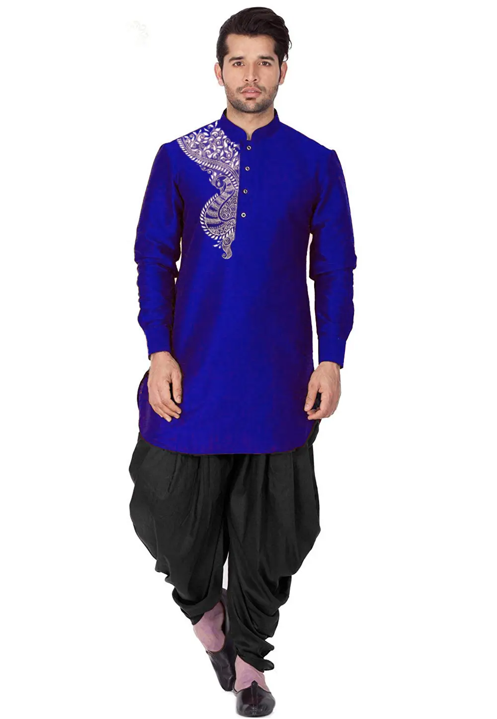 Blue Dupion Silk Dhoti Kurta 303400