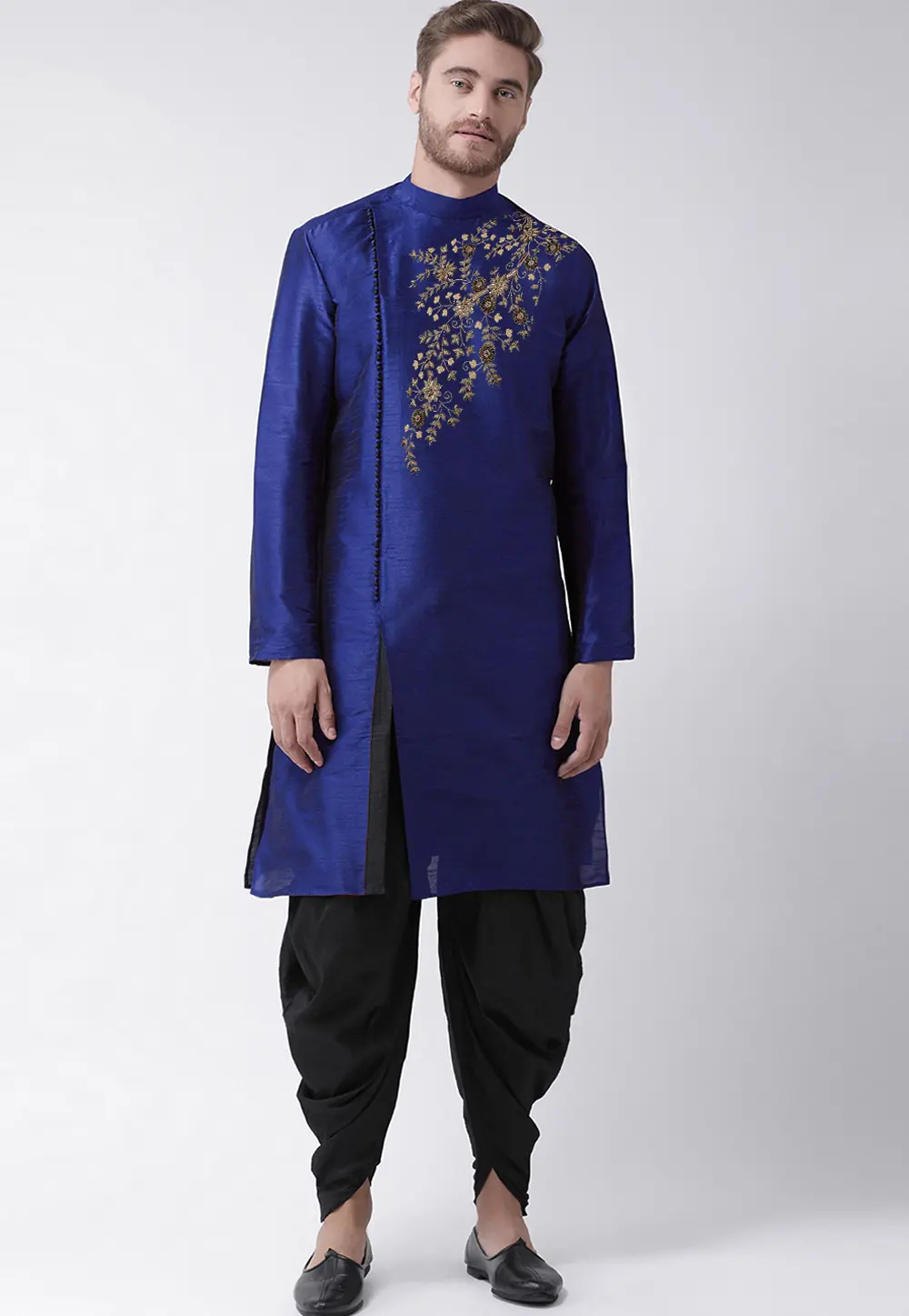 Blue Dupion Silk Dhoti Kurta 304491