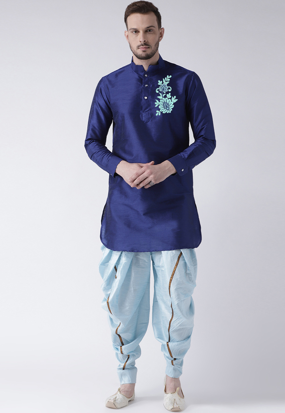 Blue Dupion Silk Dhoti Kurta 304882