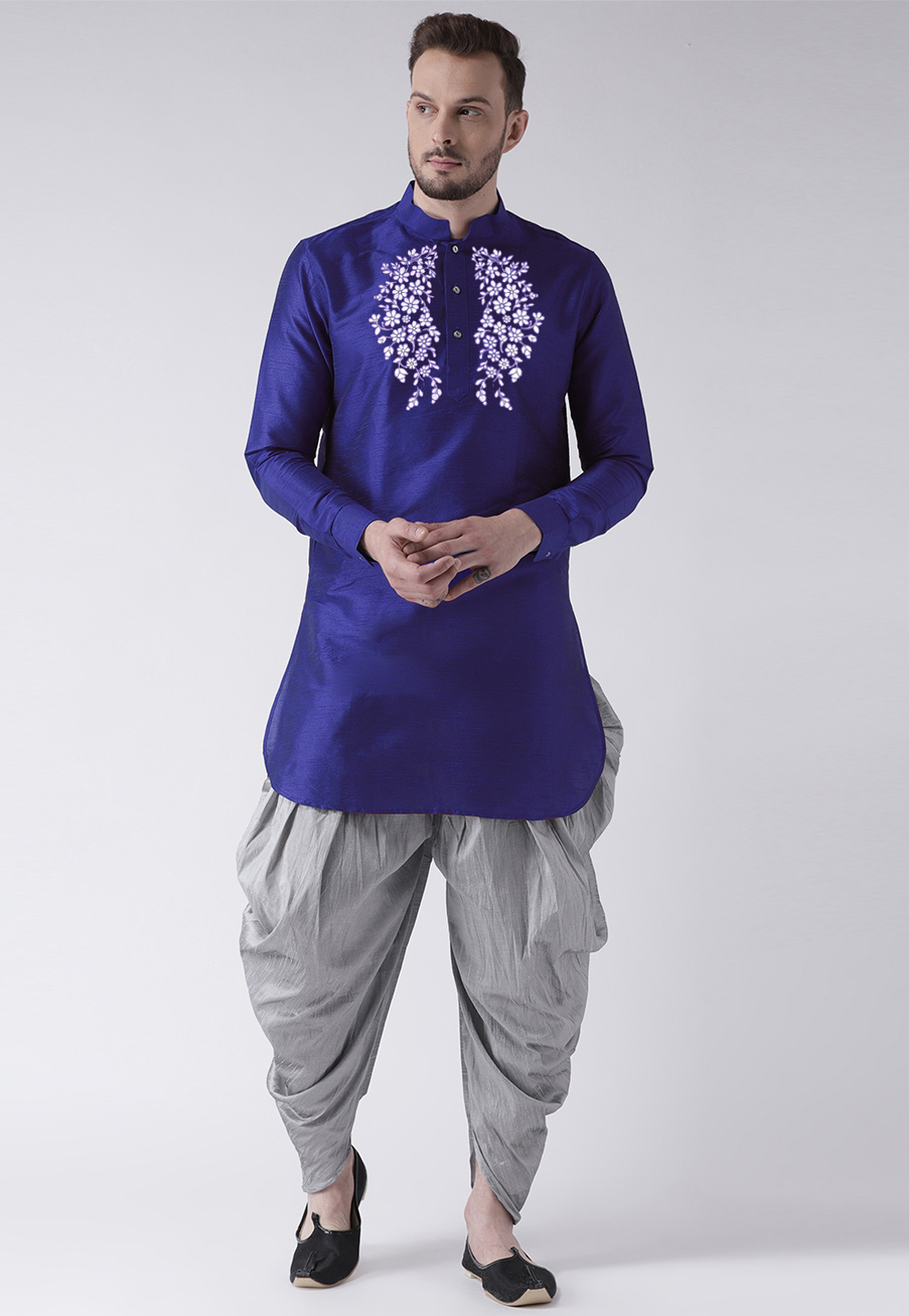 Blue Dupion Silk Dhoti Kurta 304888