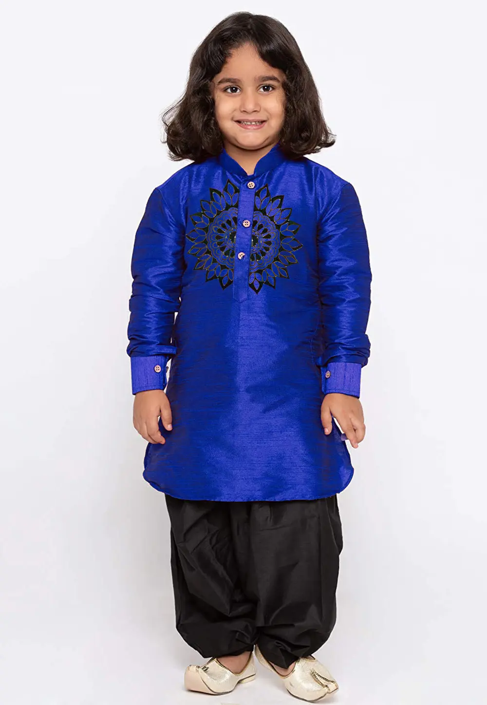 Blue Dupion Silk Kids Dhoti Kurta 301821