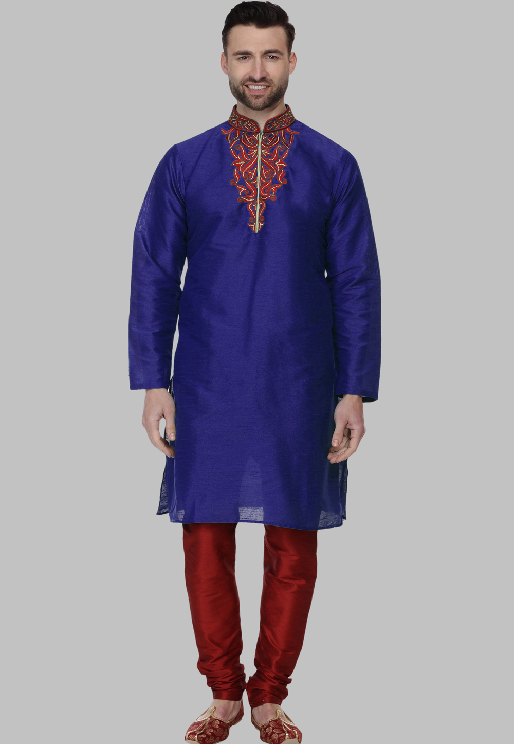 Blue Dupion Silk Kurta Pajama 286729