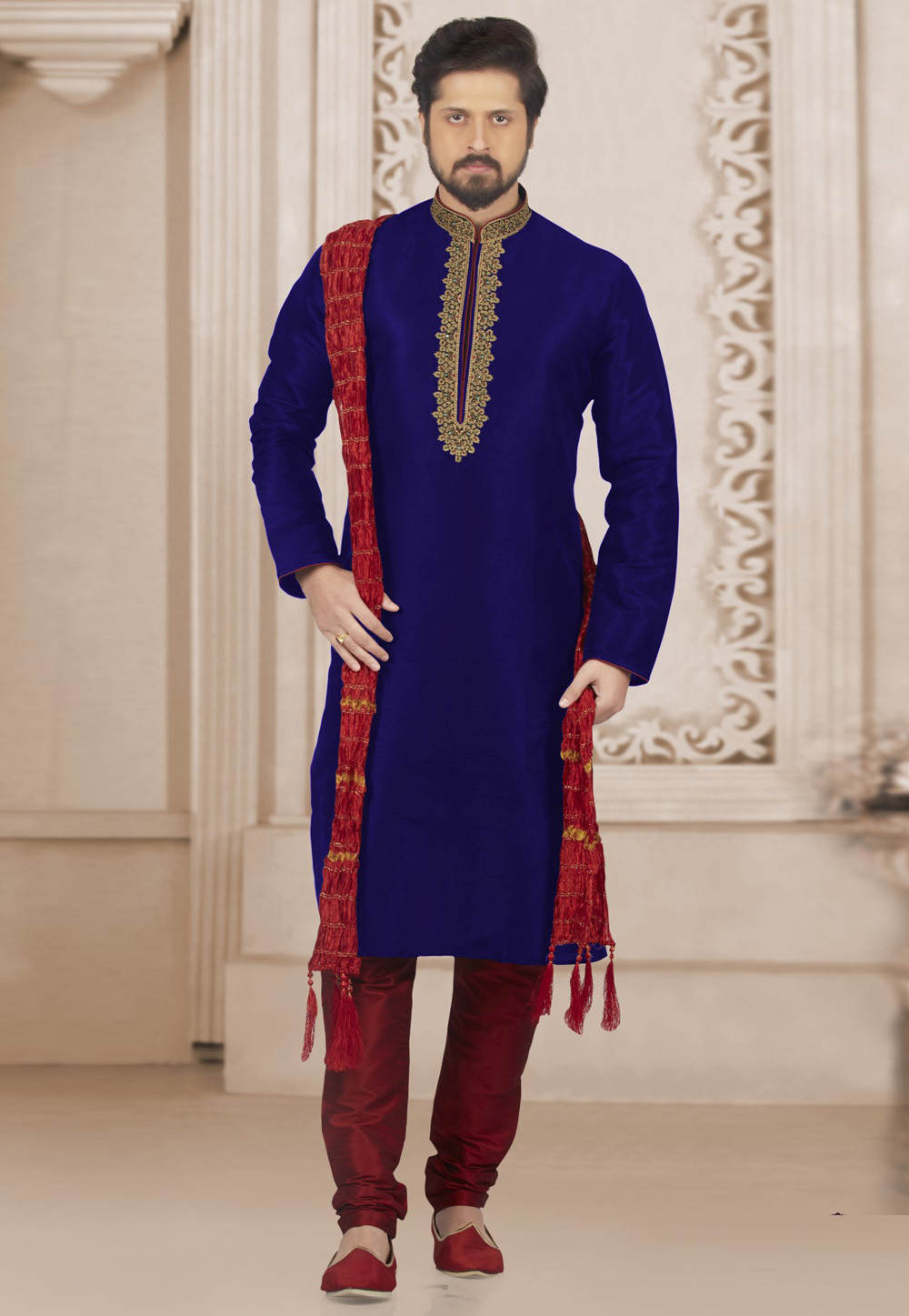 Blue Dupion Silk Kurta Pajama 309975