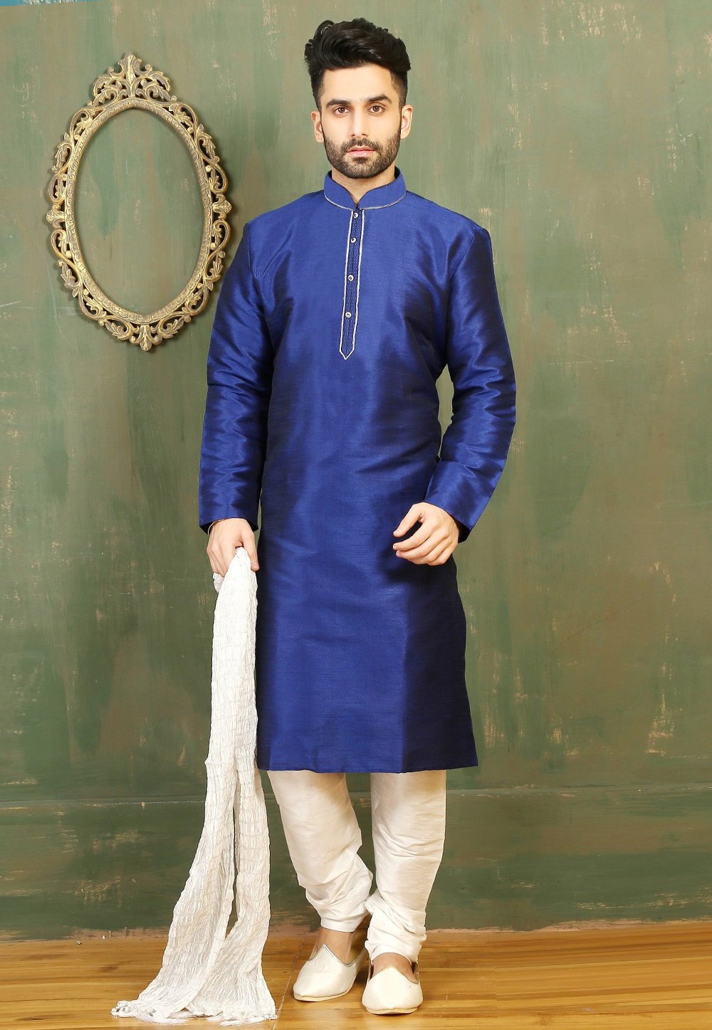 Blue Dupion Silk Kurta Pajama 310790