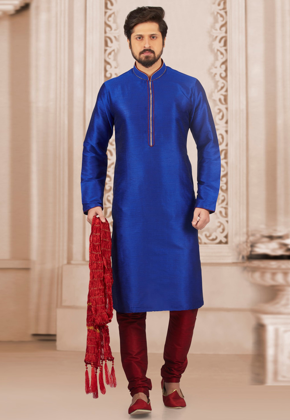 Blue Dupion Silk Kurta Pajama 310793