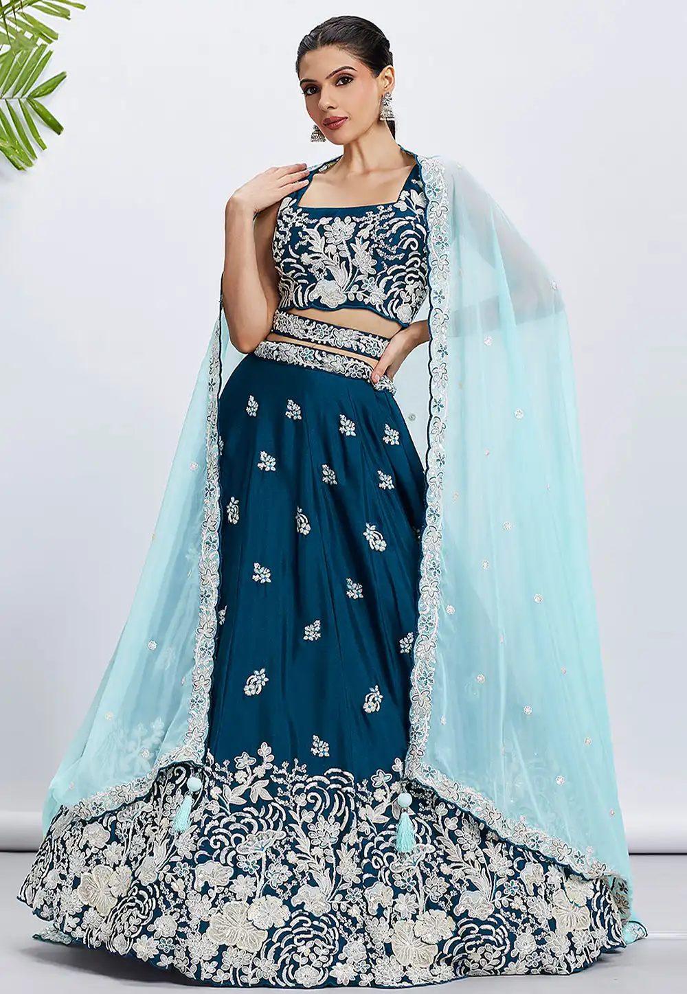 Blue Georgette A Line Lehenga Choli 291797