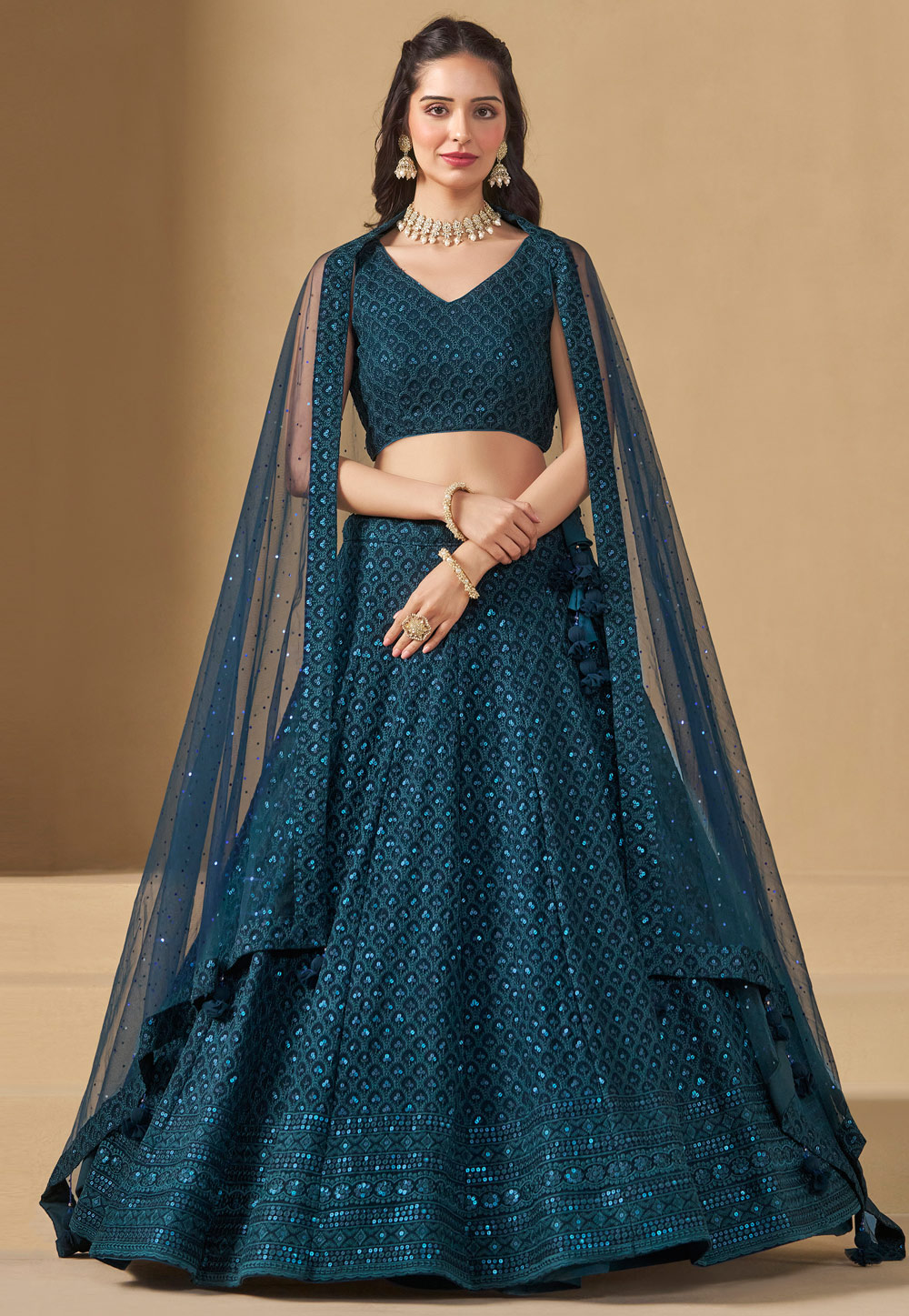 Blue Georgette Lehenga Choli 310360
