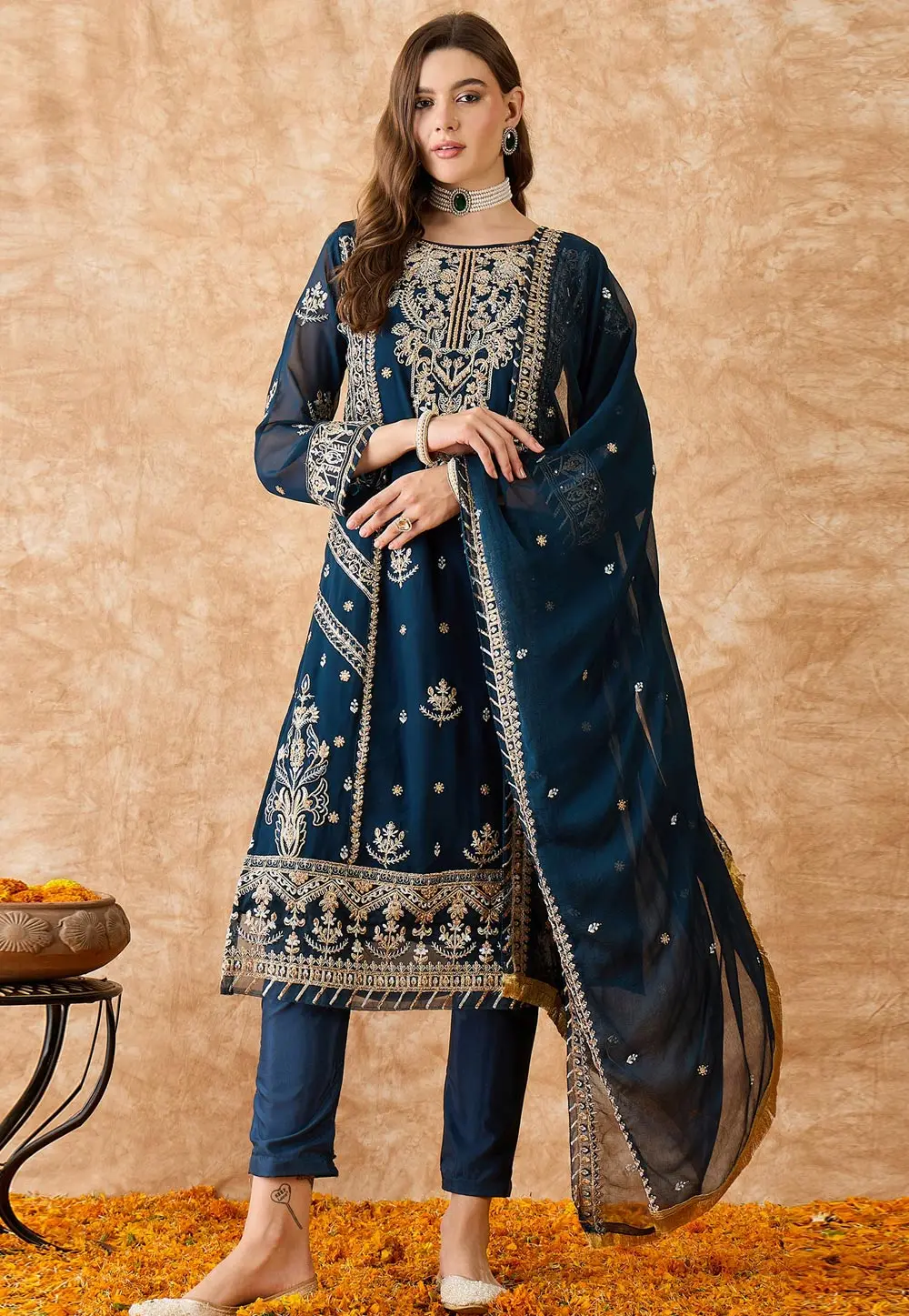 Blue Georgette Pakistani Suit 301605