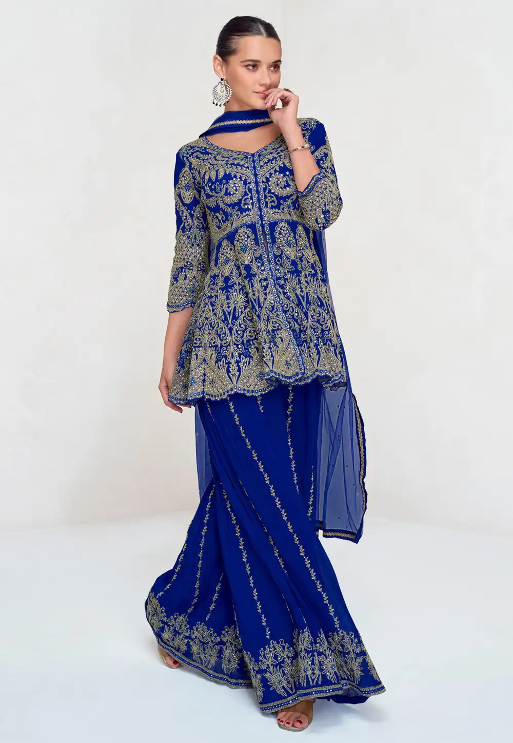 Blue Georgette Palazzo Suit 294219