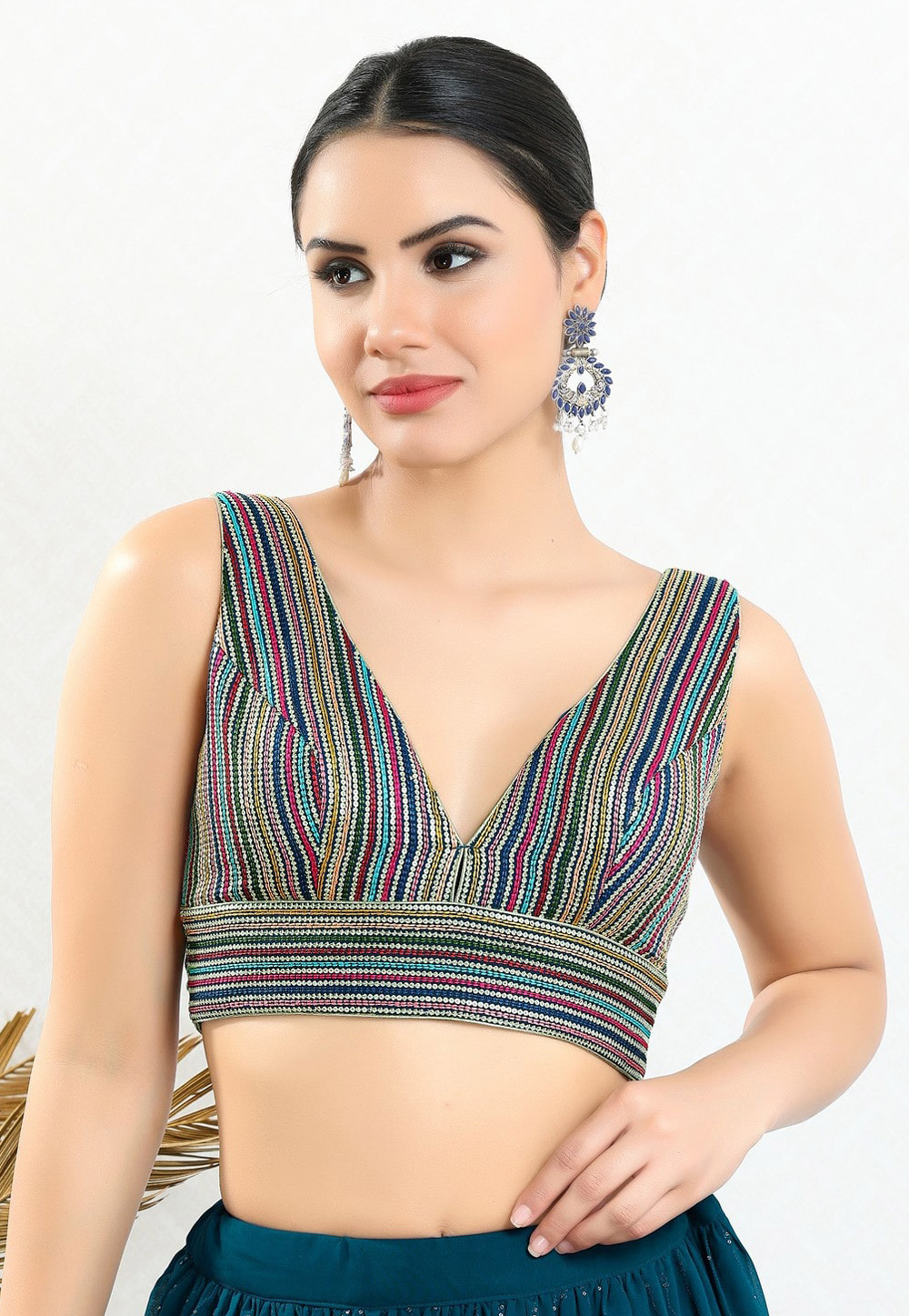 Blue Georgette Readymade Blouse 310665