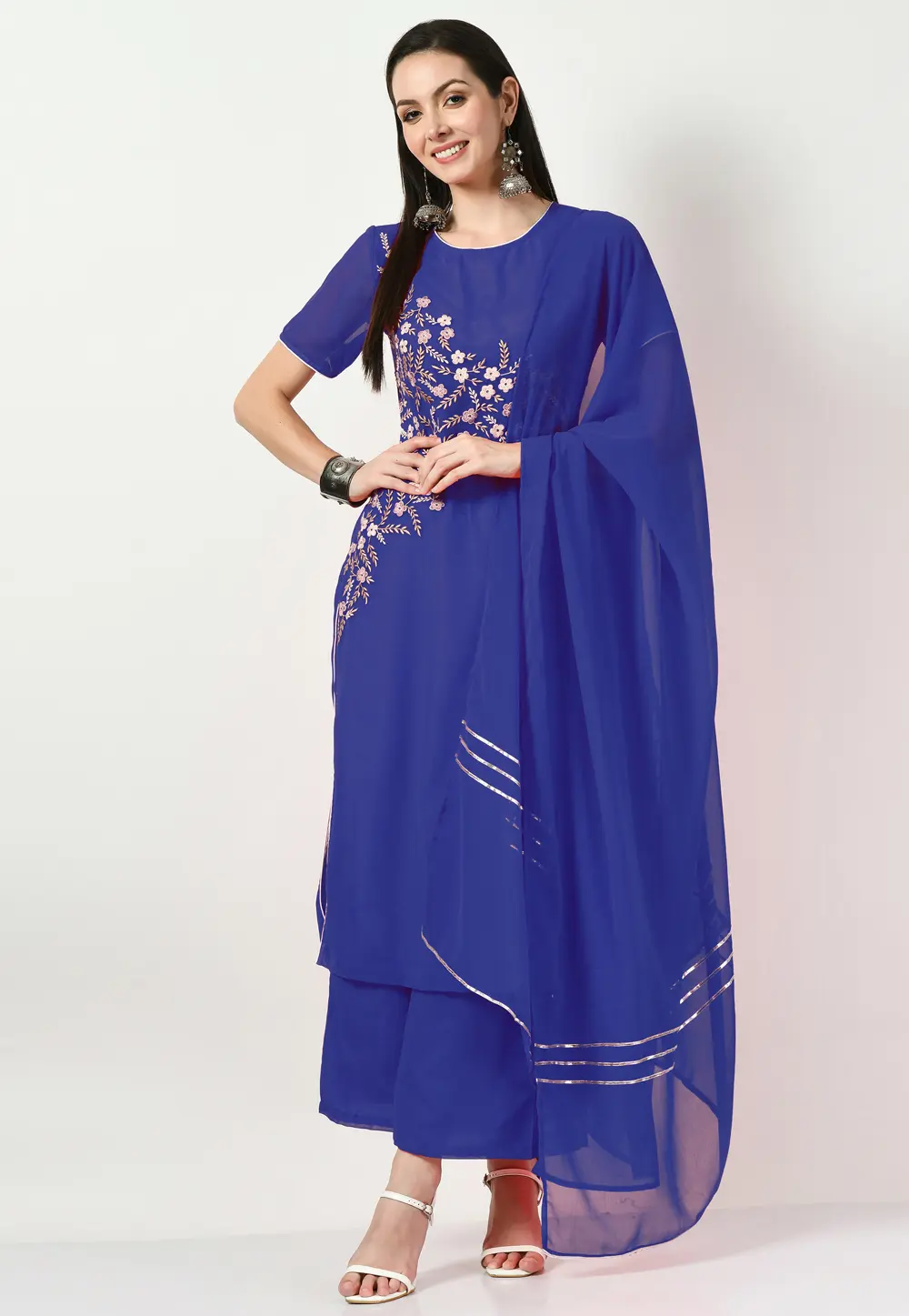 Blue Georgette Readymade Pakistani Suit 299413