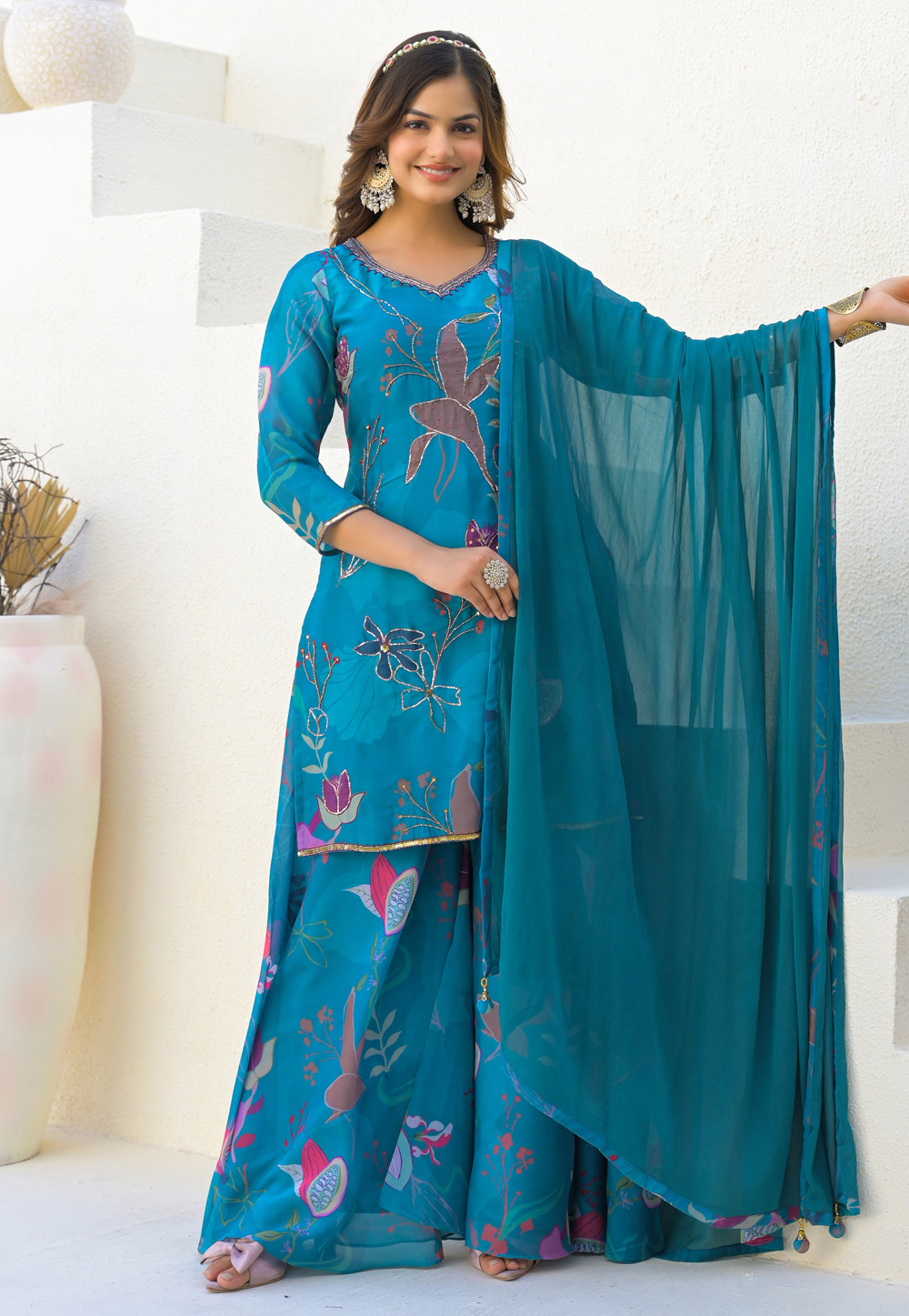 Blue Georgette Readymade Pakistani Suit 310341