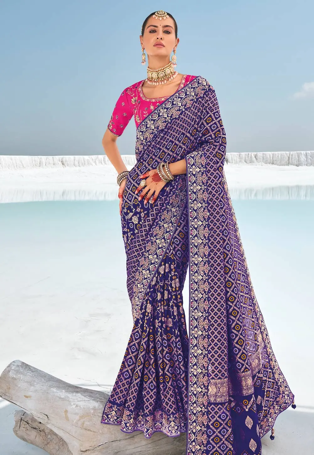 Blue Georgette Saree With Blouse 297570