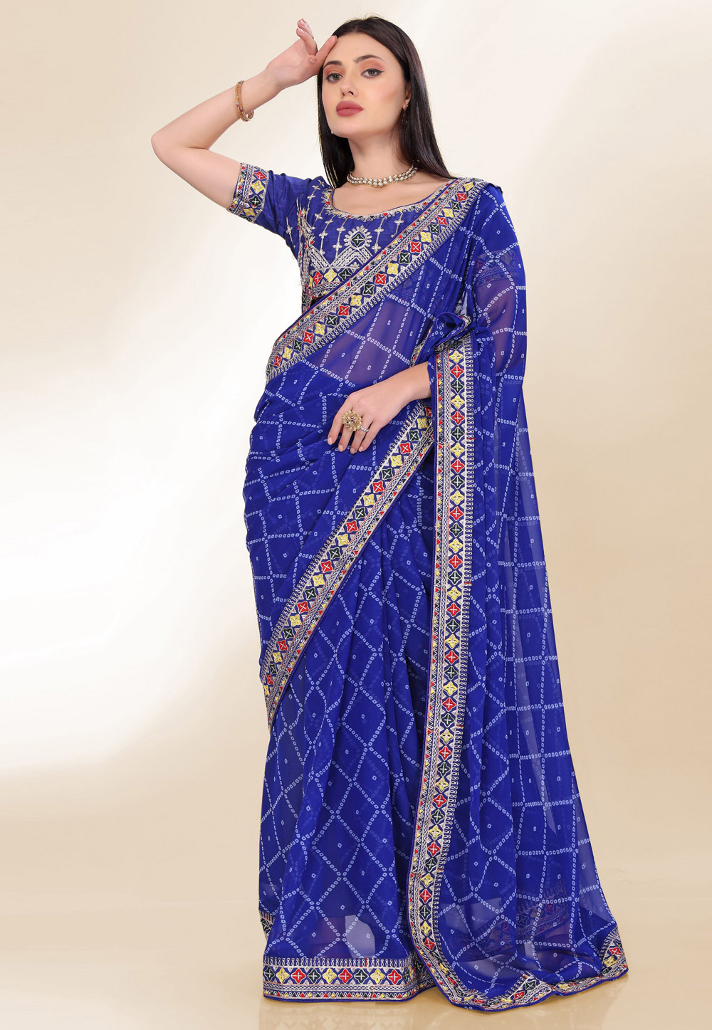 Blue Georgette Saree With Blouse 305687